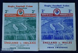 1937 England Rugby Progs v Wales and Ireland (2): Homes at Twickenham for Triple Crown winners &