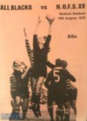 NOFS XV v All Blacks 1976 Rugby Programme: Less-often seen tour game programme against Northern