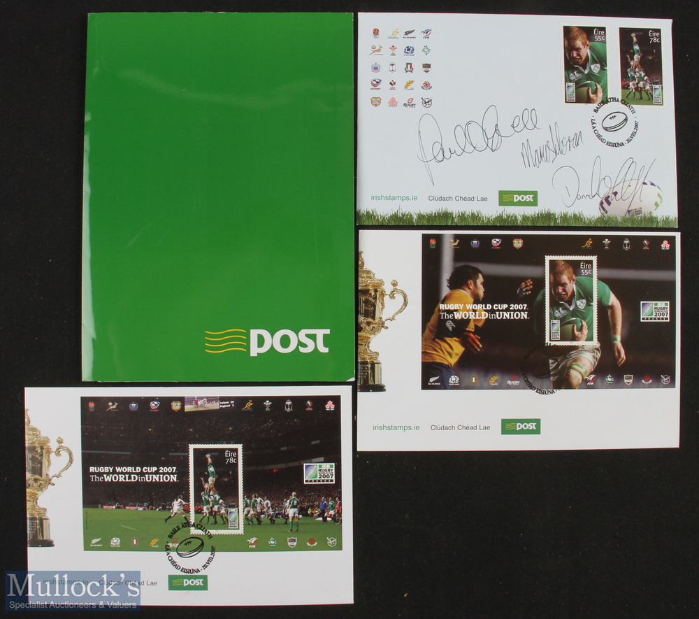 Irish Signed First Day Covers/Stamps Rugby World Cup 2007 (3): In official Irish Post Folder,