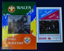 1994 Tonga v Wales & Manu Samoa v Wales Rugby Programmes (2): Wales won 18-9 and lost 34-9