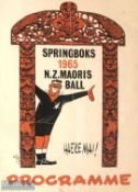 1965 New Zealand Maoris v Springboks Rugby Dinner Menu: Lovely clean copy, an eye-catching