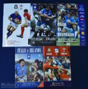 Collection of 5 Italy Home Rugby Programmes: Italy v Wales 2001, v Australia 2001, Ireland 2003,