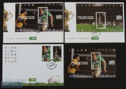 Irish First Day Covers/Stamps Rugby World Cup 2007 (4): Three different FDCs with stamp inserts