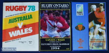 Wales Away Rugby Programme Trio (3): v Australia 2nd Test 1978 (Sydney); v Portugal RWC Qualifier