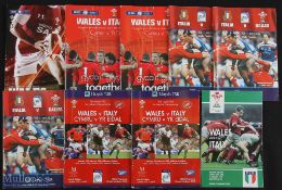 Wales v Italy Home & Away Rugby Programmes 1996-2010 (9): To inc 1996, 2000(2), 2001(3), 2004(2) &