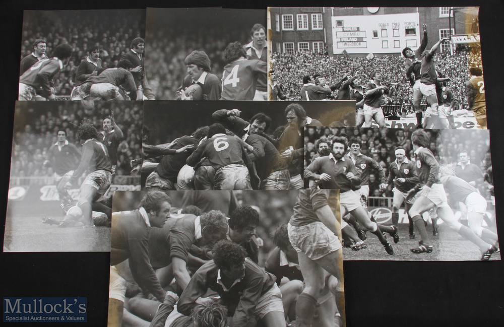 1979 Wales v Ireland Huge Rugby Action Press Photos (7): Marvellous b/w 'thick of the action' shots,