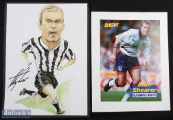 Alan Shearer Autographed Newcastle Caricature print signed in ink to the front of Shearer in