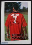 Eric Cantona Autographed Display signed in ink to a colour magazine page, laid to card ready to