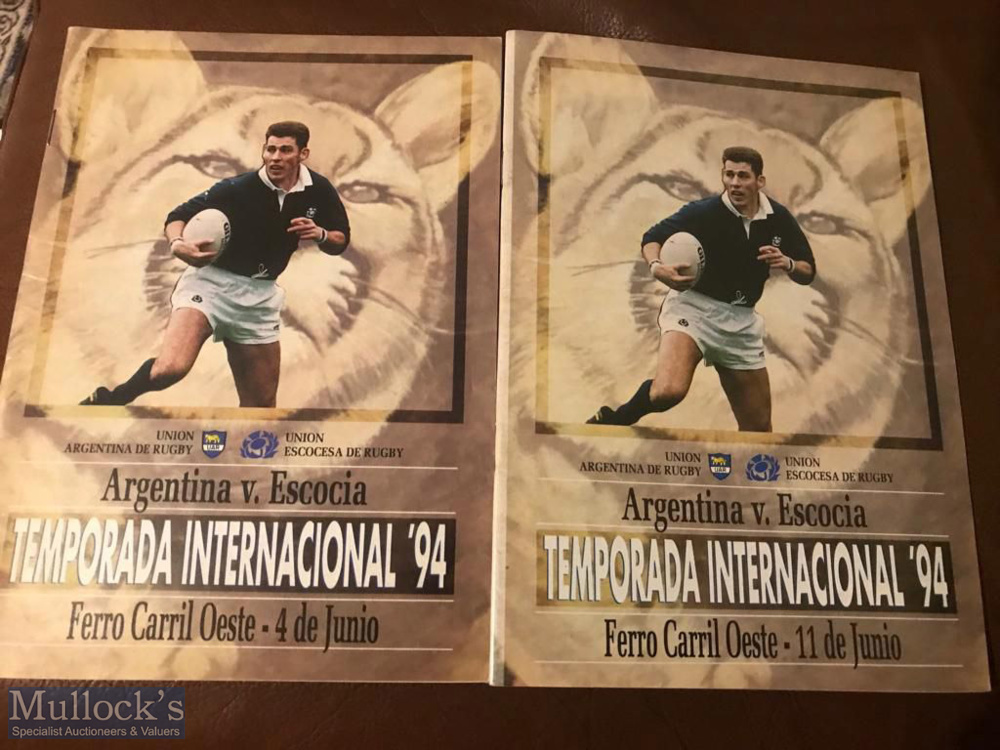 V Scarce 1994 Scotland Tour of Argentina Rugby Programmes (2): Rare pair of tests from the games
