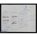 1970 All Blacks in South Africa Rugby Autographs: 30 signatures on hotel notepaper. G
