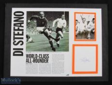 Alfred Di Stefano (1926-2014) Autographed Display a signed clipping laid to card with magazine