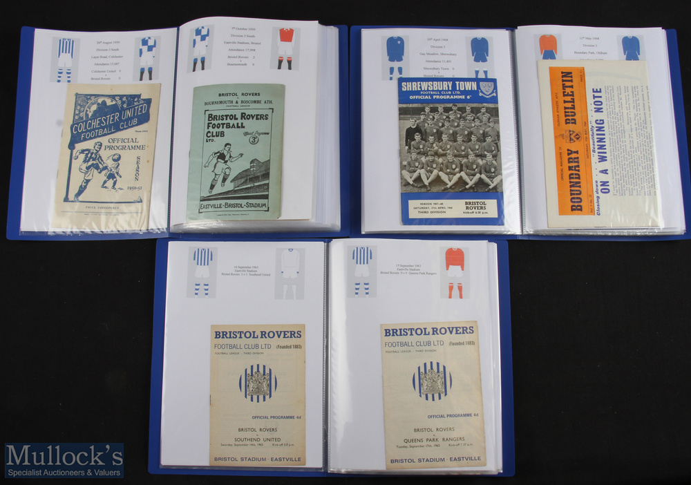Bristol Rovers Football Programme collection to include 1950/51 Bournemouth, Colchester Utd,