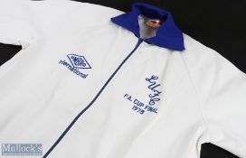 1973 FAC final Leeds United Umbro track suit top, white with zip up front, blue lettering, TERRY