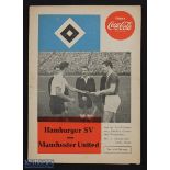 1959 Hamburg SV v Manchester United pre-season friendly match 12 August 1959 programme; red/blue and