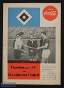 1959 Hamburg SV v Manchester United pre-season friendly match 12 August 1959 programme; red/blue and