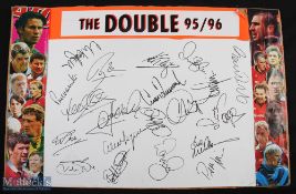 1995/96 Manchester United (Champions) Autographed Display featuring signatures in ink to centre such