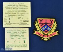 NZ/SA Interest Rugby Tickets/Badge (3): Northern Free State v New Zealand 1976 and Waikato v South