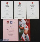 Irish Rugby at England Dinner Menus etc (5): England host the Irish in 2006, 2008 and 2010. Along