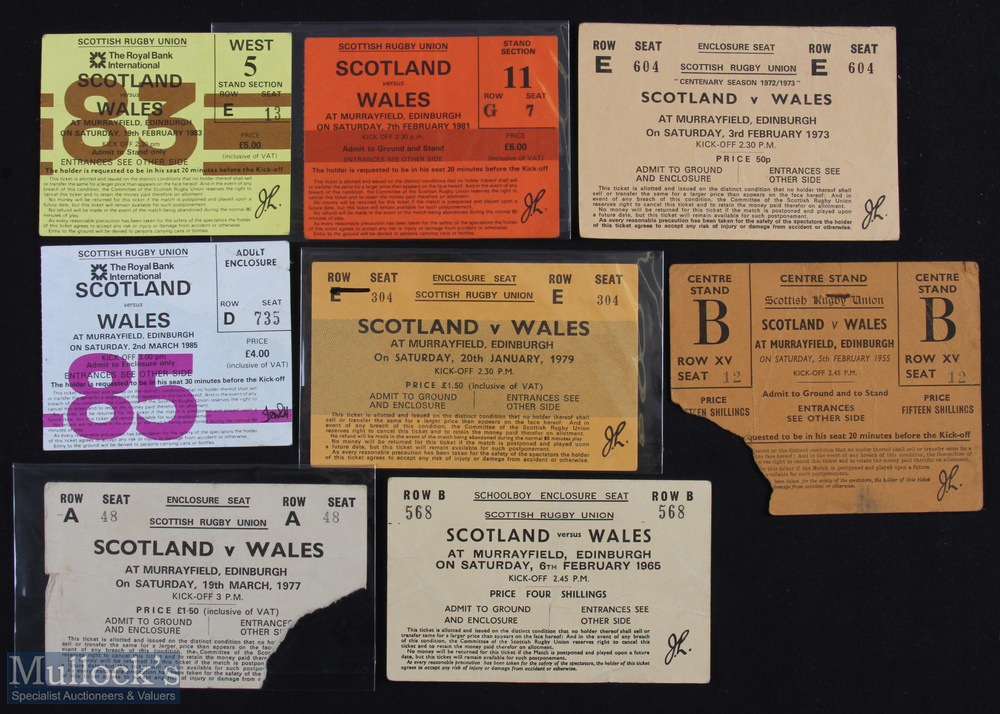 1955-85 Scotland Home Rugby Tickets v Wales (8): From 1955, 1965, 1973, 1977, 1979, 1981, 1983 &