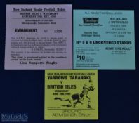 1983/1993 British & I Lions Rugby Tour Tickets (3): 1983 Pink Ticket, Standing Embankment,