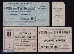 1955-65 France Home Rugby Tickets v Wales (3): The Colombes, Paris issues for 1955, 1959 and 1965.