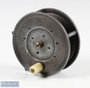 Dingley for Foster Bros 4” alloy fly reel, cream handle, makers marks to rear, stamped D to