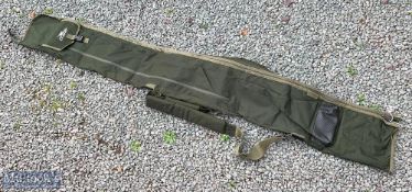 Crane Fishing Rod Bag, padded green canvas with multi pockets and shoulder strap