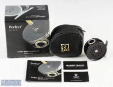 Hardy, Alnwick ‘The Perfect Fly Reel’ 2 5/8 fly reel in black finish with bone type handle, agate
