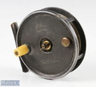 H Sims Newcastle 4 ½” alloy fly reel, makers marks to front with name Fred G Wilson, ivorine