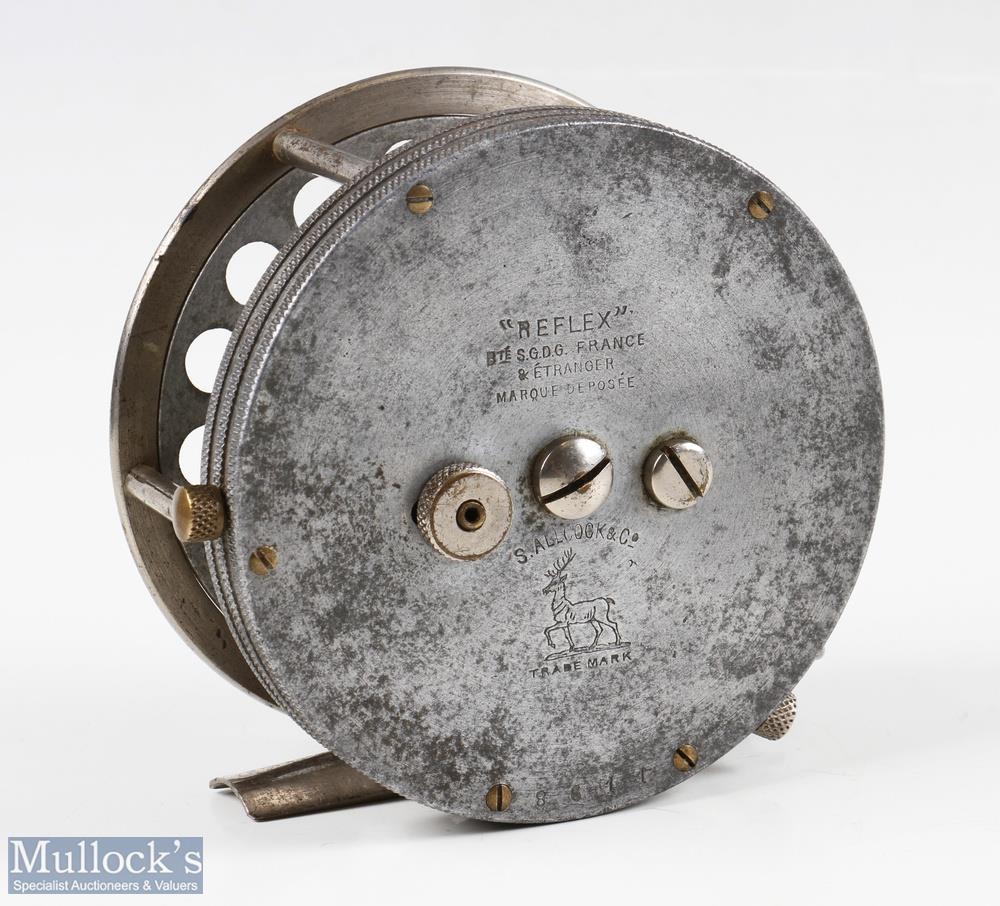 S Allcock & Co 4 1/8” Reflex Tournament alloy reel twin ivorine handles, drag adjusters and - Image 2 of 2