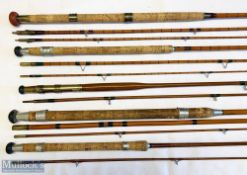 5x Various Split Cane and Whole Cane fishing rods to include Army and Navy 13ft 3pc split cane,