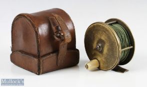 Chas Farlow, 191 Strand, London 3 ½” brass fly reel, script makers marks, original handle, brass