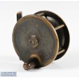 R Turnbull Edinburgh 3 ½” brass reel, stamped makers marks to faceplate, horn handle, runs smooth