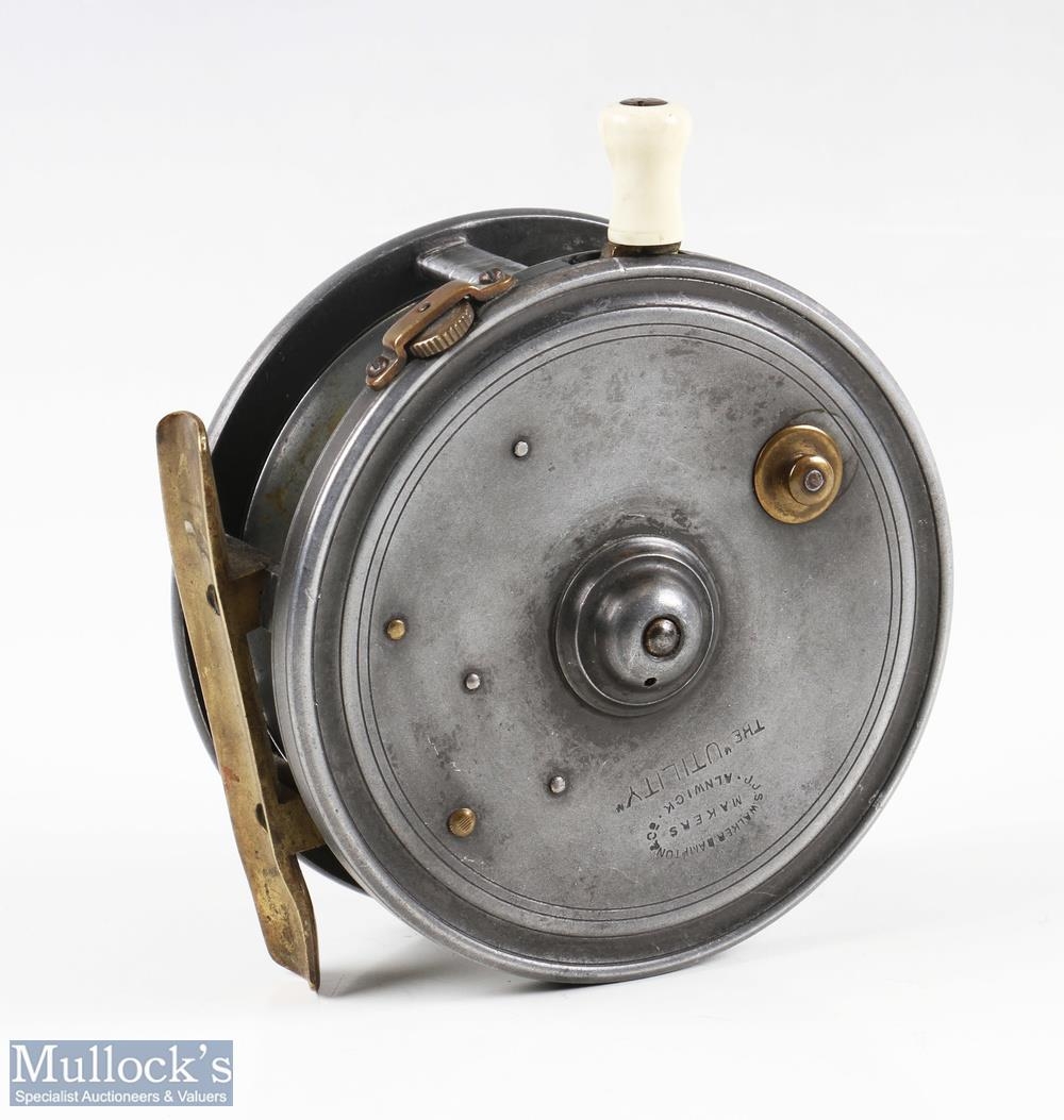 JJS Walker Bampton 4” The Utility alloy reel, twin ivorine handle, ivorine rim lever and brass rim - Image 2 of 2
