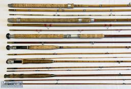 6x Various fishing rods – to include Avon Shaw Alka 10ft 3in 3pc, Milbro 11ft 9in 3pc, Ogden Smith