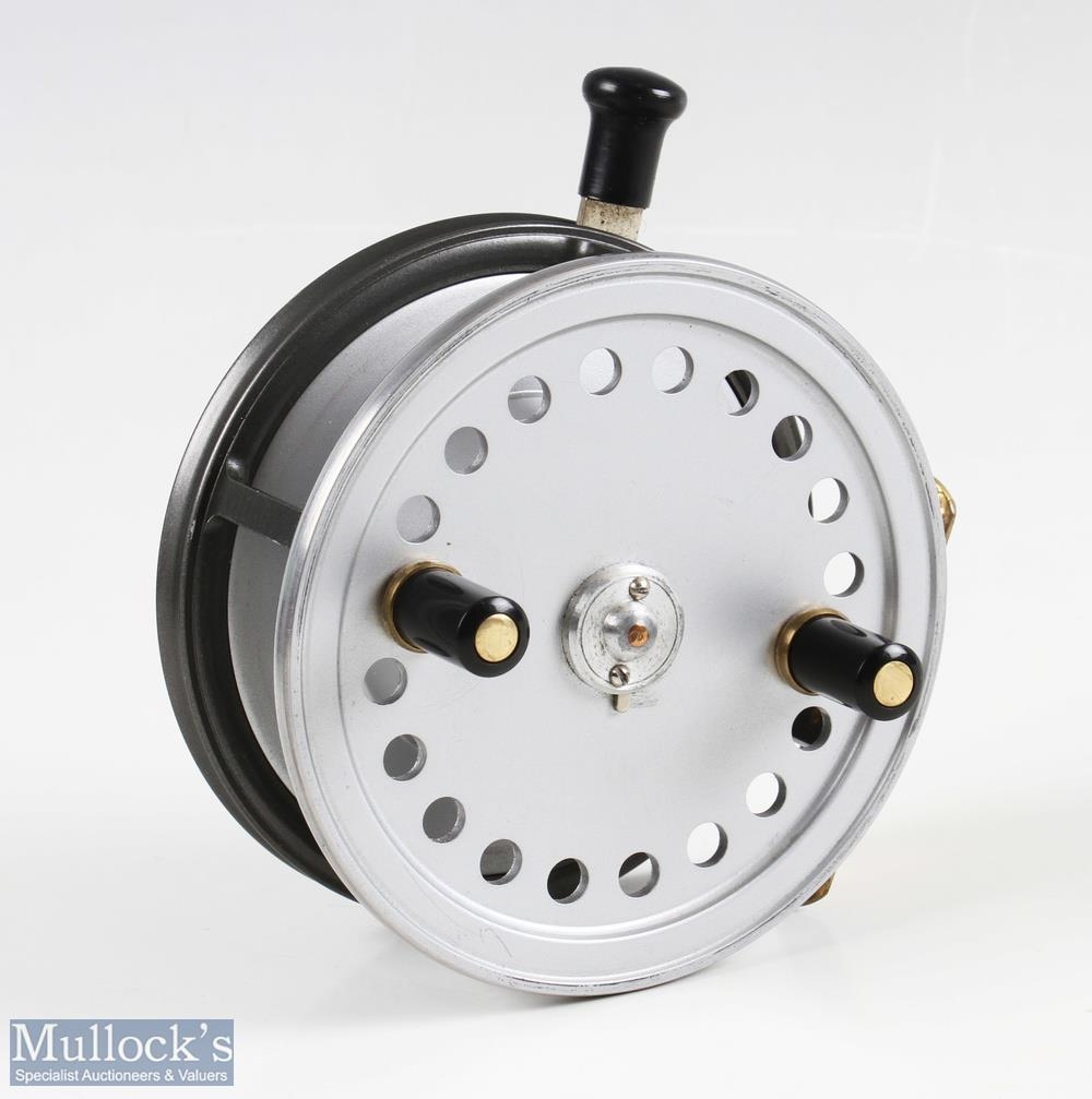 Hardy Bros, England The Silex 4” alloy fly reel, twin black handles, black check on/off handle, - Image 2 of 3