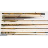 5x Various Antique fishing rods – featuring Angler Depot cane and greenheart combination rod cane