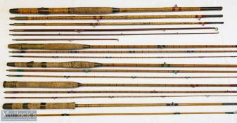 5x Various Antique fishing rods – featuring Angler Depot cane and greenheart combination rod cane