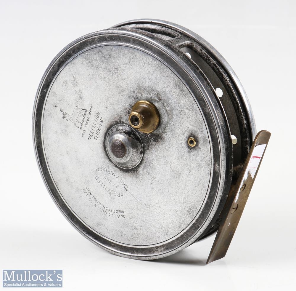 Allcocks 4 1/8” ‘Perfection Flick-em’ alloy reel, twin handle, with drum balance adjuster, brass - Image 2 of 2