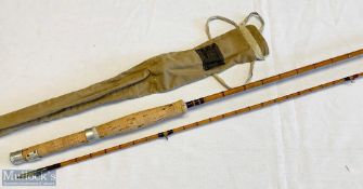 JA Walker 9ft 2pc split cane fly rod with red whipping, agate butt/tip rings – overall A/G overall –