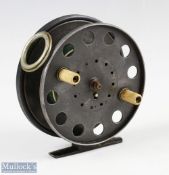 J Peek & Son, London 4 ½” alloy centrepin fly, line guide, twin cream handle, brass foot, brass on/