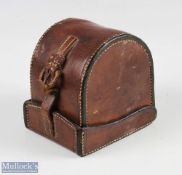 Farlow Leather D Shaped Reel Case, in used condition, missing end part of leather strap -still