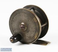 Chas Farlow & Co, Strand London, 2 ¼” brass fly reel, makers marks in script to rear, original brass