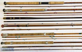 6x Various antique fishing rods – features Modern Arms Capella De Luxe 9ft 6in 2pc, an indistinct