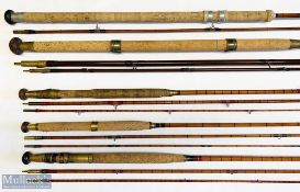 5x Various Antique fishing rods – featuring Paynes Balham Mk IV Avon 10ft 2pc, Wesley Richards