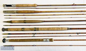 5x Various split can fishing rods – featuring John Macpherson & Sons The Kennett 9ft 2pc, Unnamed