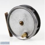 J Webber & Sons, Exeter 4 ½” alloy fly reel, cream handle, brass centre screw, brass smooth foot,