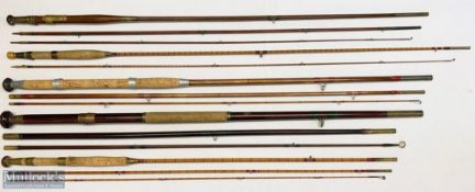 5x Various split cane fishing rods – features Ander and Sons The Dunkeld 12ft 3pc greenheart,