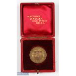 1906 Folkestone Golf Club bronze medal -in makers W R Turk Deal original gilt embossed case. Note: