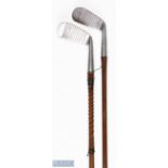 2x D Anderson & Sons St Andrews Lillywhites Premier left hand mashie and iron clubs wide soled, both